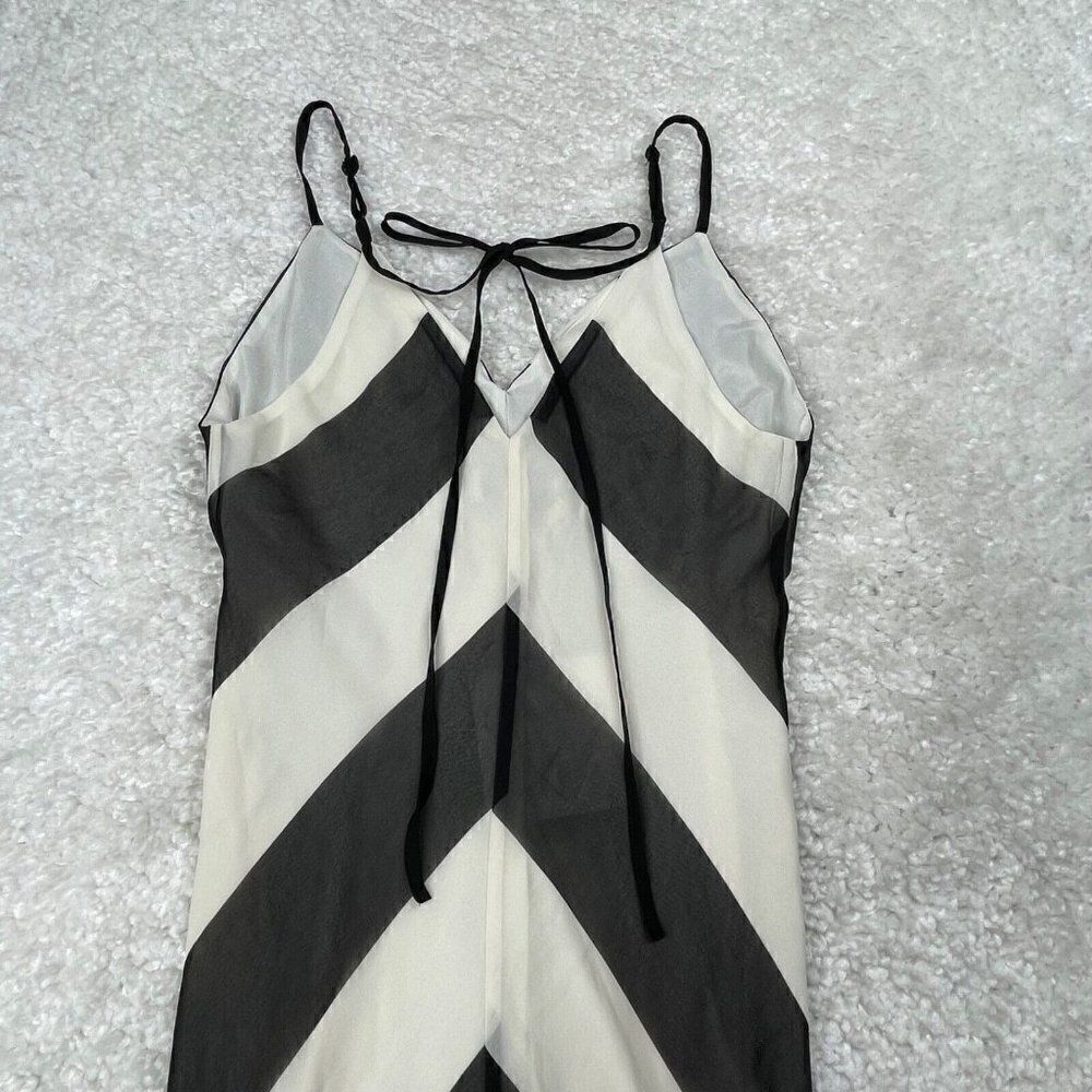 Christopher John Roberts Black White Chevron Slip Maxi Dress NEW - Picture 9 of 16